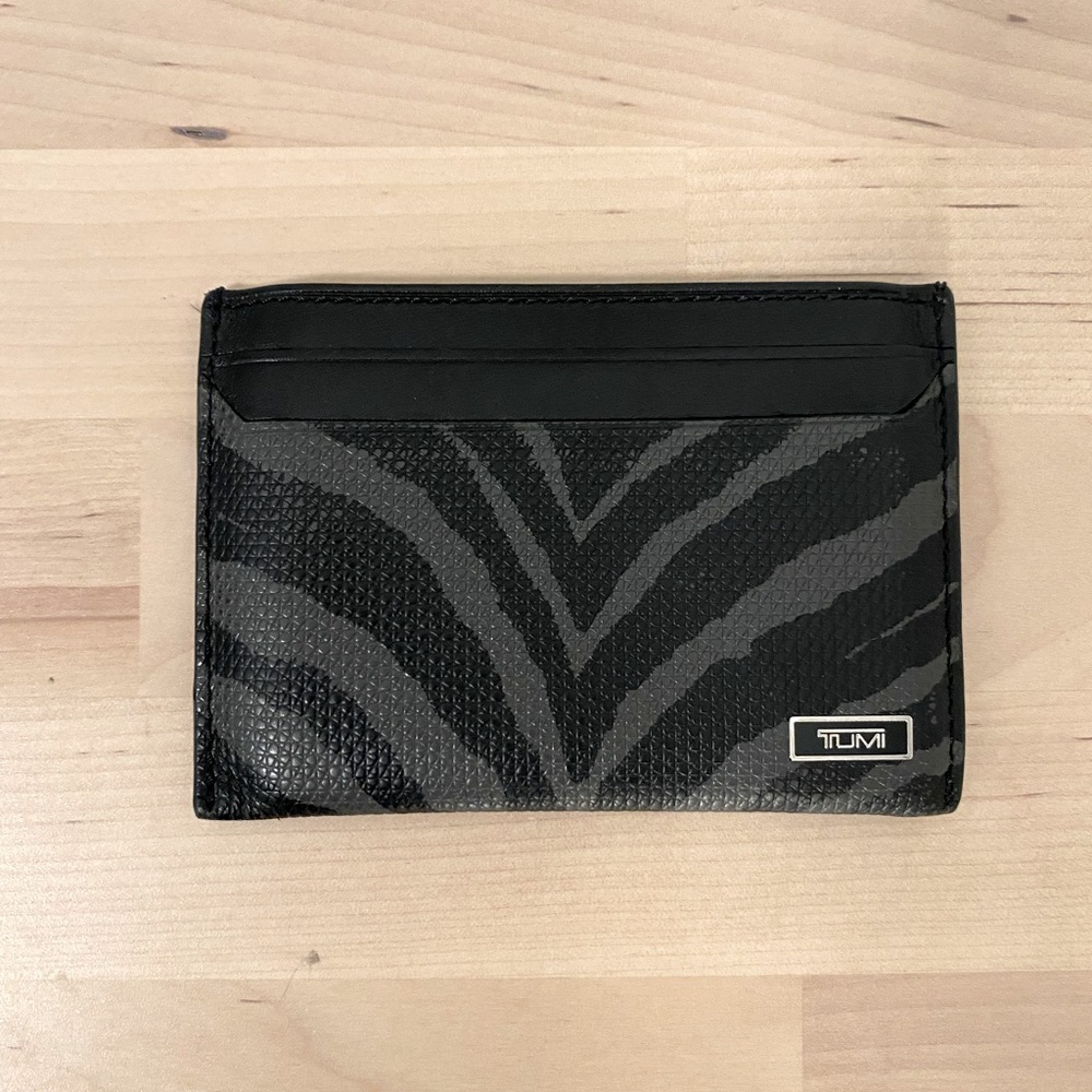 Black and Grey Monaco Zebra Tumi Wallet Card Holder